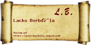 Lacko Borbála névjegykártya
