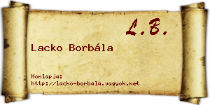 Lacko Borbála névjegykártya